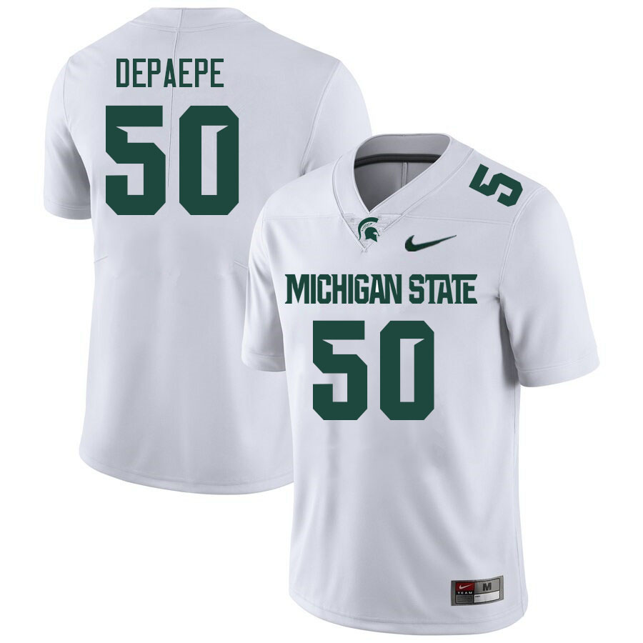 Men #50 Andrew Depaepe Michigan State Spartans College Football Jerseys Stitched Sale-White
